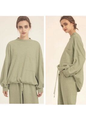 Nap Loungewear Relaxed Olive Green Pullover Sweatshirt - Women's Top size small